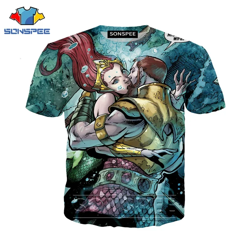 Аниме 3d печать игра футболка Aquaman фильмы верхняя одежда логотип для мужчин и женщин модная футболка Harajuku Детские рубашки homme футболка A201 - Цвет: 18
