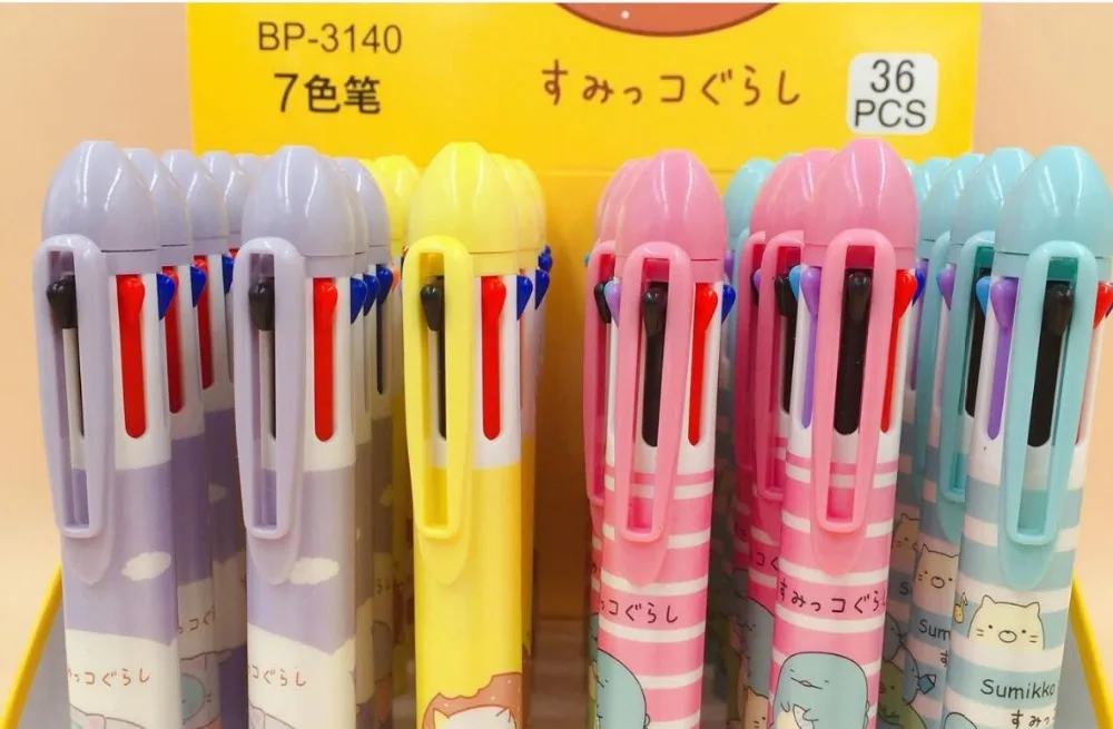 multicolor 7 color japan corner animal ballpoint pen cartoon stationery prize kawaii school gift pen office writing pen 36pc/lot