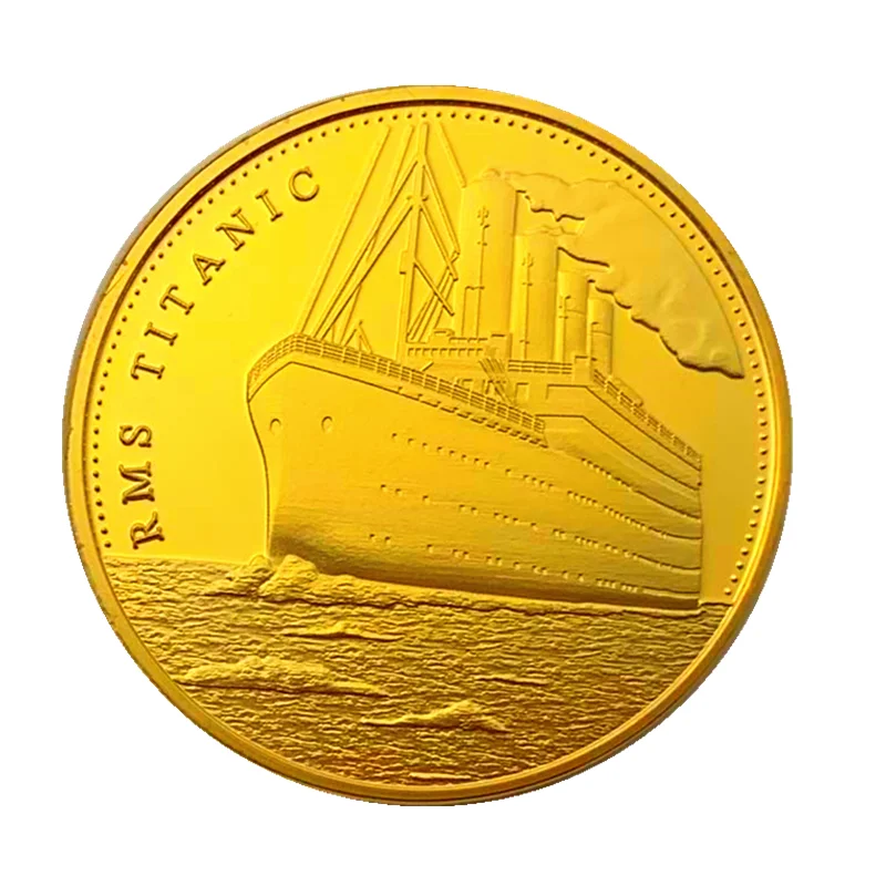 Commemorative Coin Collection British Titanic Golden Ship Badge Iceberg Collapse 