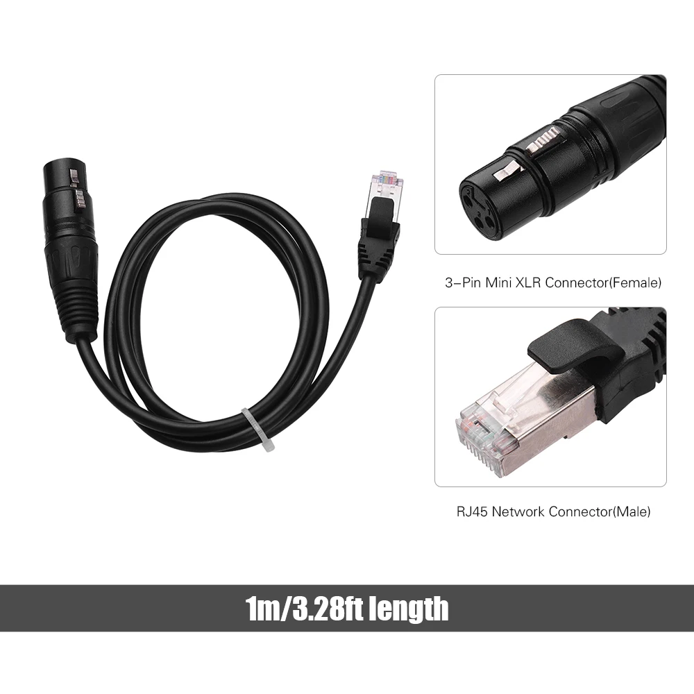RJ45 мужской сетевой разъем для 3-Pin Mini XLR Женский удлинитель DMX512 кабель для сцен и студий кабели провода серебро/черный Цвета