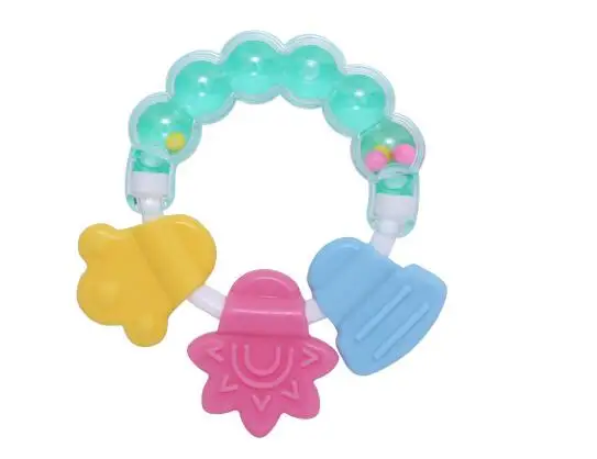 Safety Rattle& Teether for Baby Boys Girls Child Teether Beads Infant Baby Chewbeads Handle Pink Green Blue Available teethers
