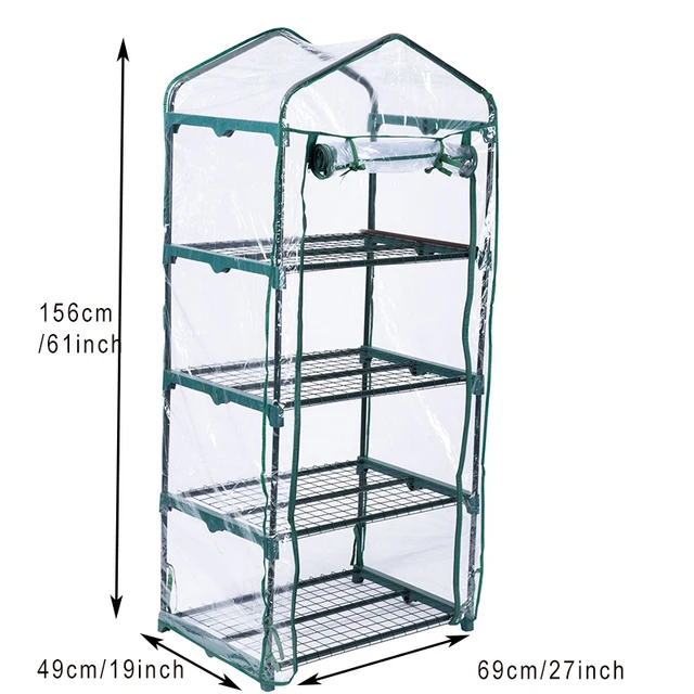 Átlátszó 4-Szintű Sátor Termesztőkészülék Üvegházhatású Polc A Terasz Erkélyéhez Pvc Cover Acélcső Kerti Szerszámok - Image 3