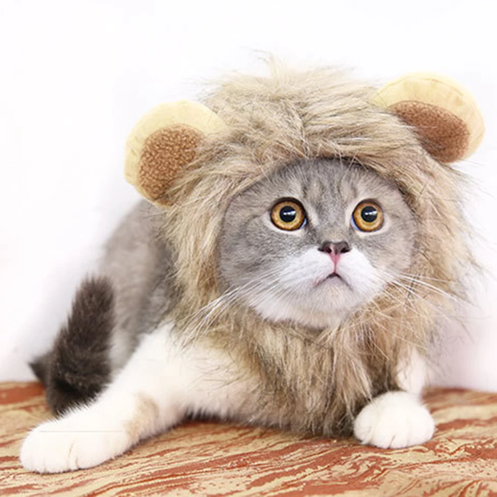 Костюм Львиной гривы для кошек для собак для домашних животных для кошек аксессуары для волос платье Косплей Костюм форма льва грива парик шляпа