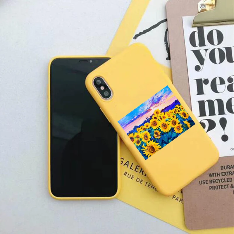 Чехол с подсолнухом для iphone 5 5S 6 6s Plus 7 8 X XS XR Max Tpu желтая крышка для iphone X XS XR Max Shell Coque