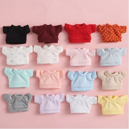 

New Candy Colors Doll Clothes Short Sleeve Hoodie T-shirt for ob11,obitsu11,Molly, 1/12bjd doll clothes accessories for doll
