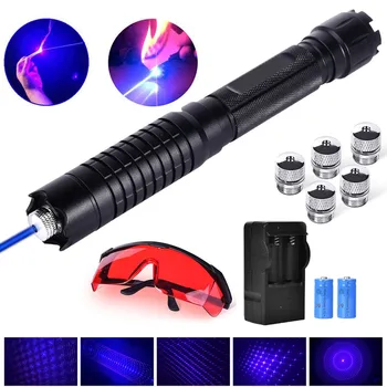 

Outdoor tools High Power B009 Blue Laser Light Pointer Pen Tactical Teaching Pen Flashlight with 5 Patterns for Hunting Hiking
