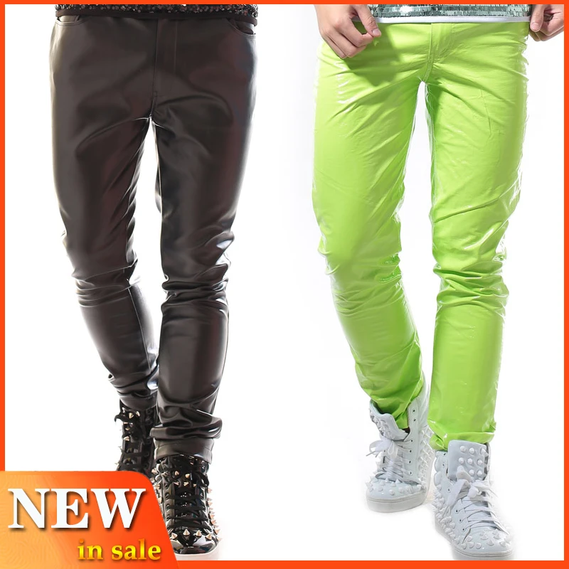 green leather pants mens
