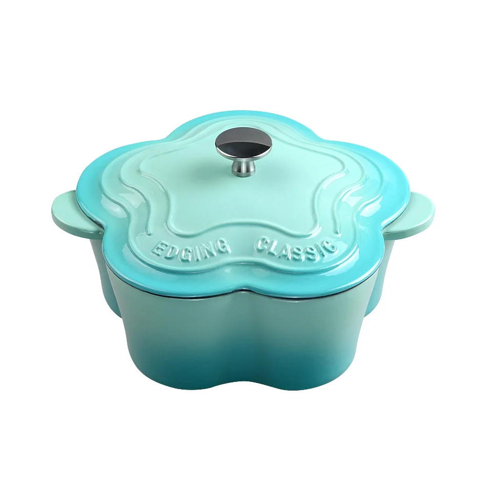 Enamel Thickened Flowers Cast Iron Enamel Pot Small Saucepan Soup Pot