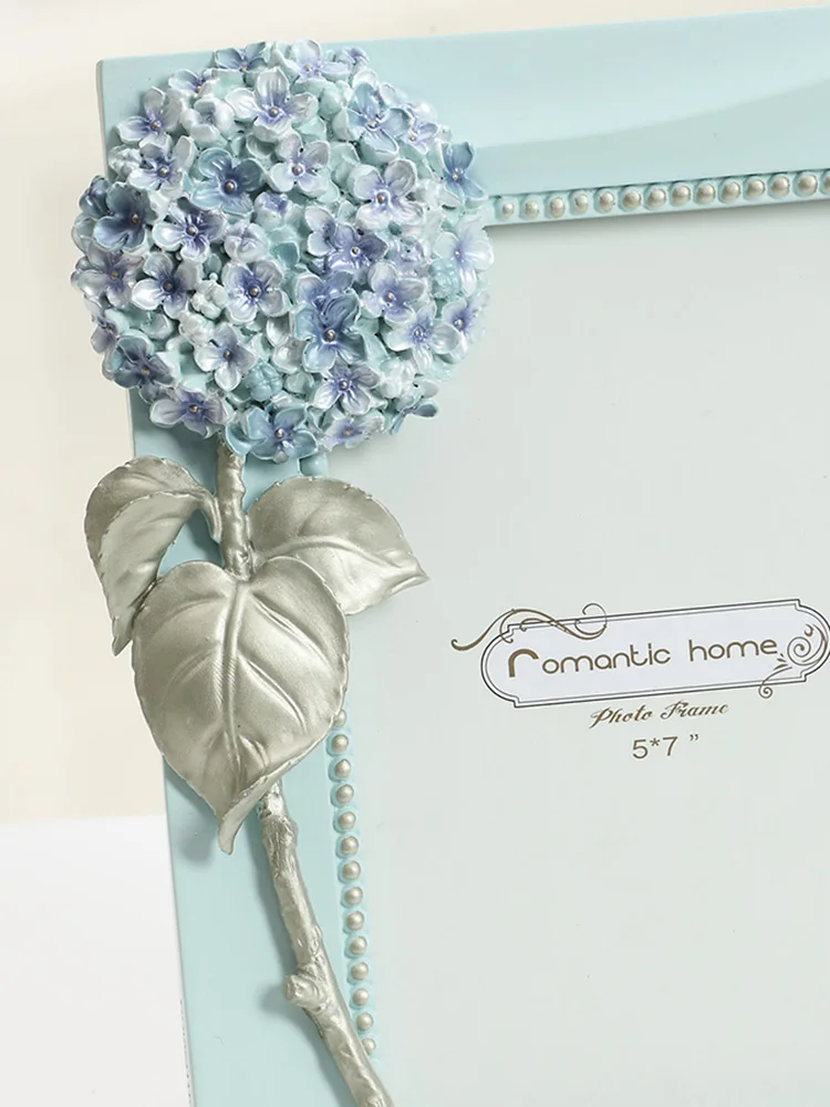 Handmade resin European style pastoral princess room wedding wedding gift wedding photo hydrangea resin 7 inch photo frame