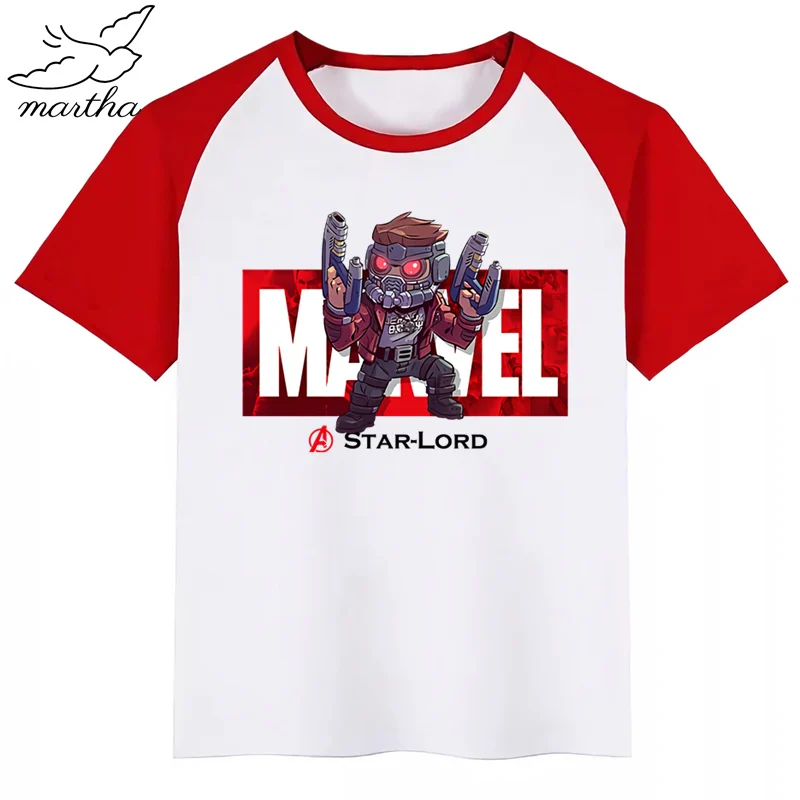 Marvel Мстители Железный человек Капитан Америка Человек-паук Халк Мультфильм модная забавная Футболка с принтом детские топы с круглым вырезом для мальчиков и девочек, футболка
