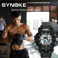 SYNOKE спортивные мужские цифровые часы G военный армейский Повседневный светодиодный водонепроницаемый ударопрочный Наручные часы Relogio Masculino