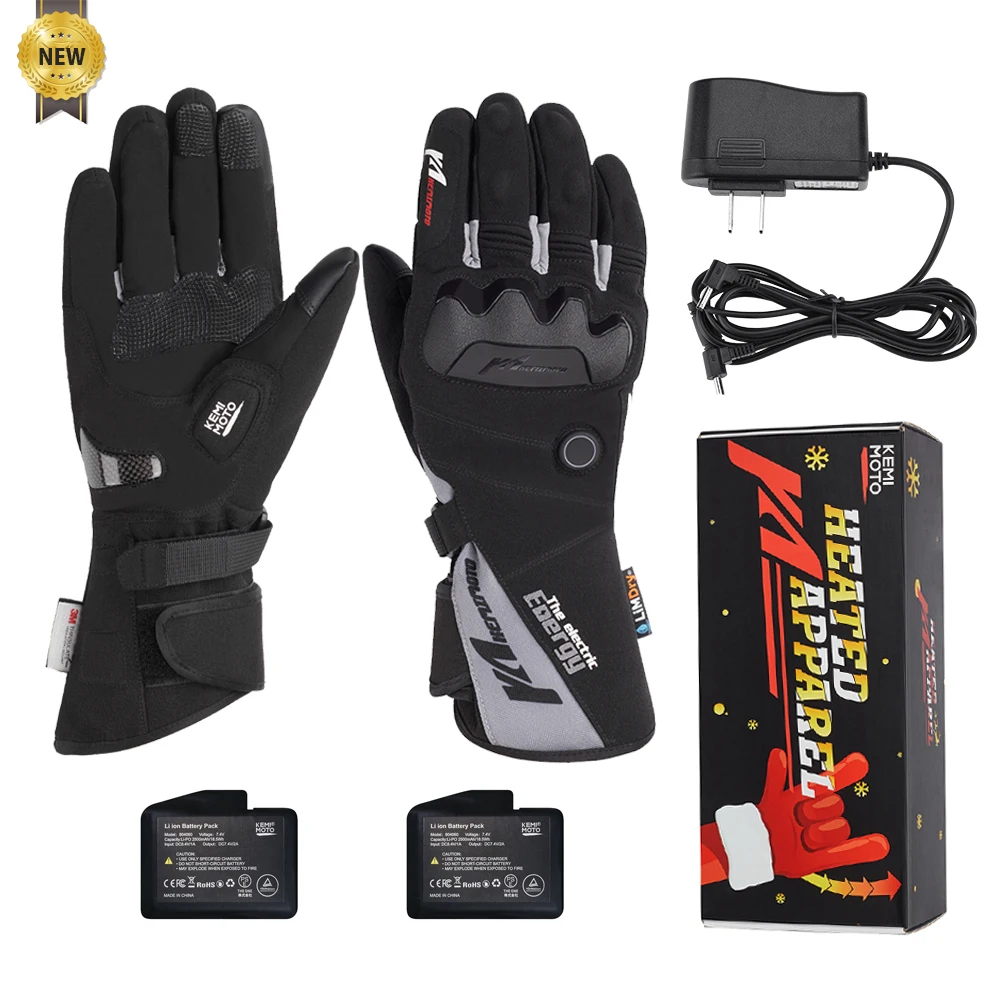 Winter Motorcycle Electric Gloves J JINPEI Heated Gloves for Men Women with Rechargeable Battery Heated Ski Gloves 