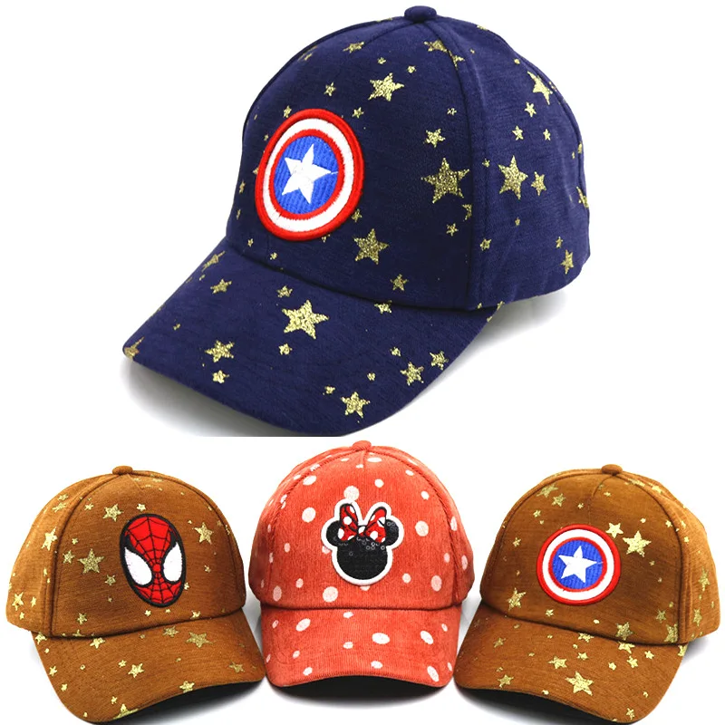 

Fashion Cartoon Kids Hat Boy Girl Baseball Caps Mouse Mickey Captain America Batman spiderman Baby Travel Hats Hip Hop Caps