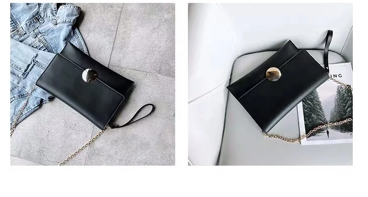 Bolso de mano sólido para mujer, bolso sobre de cuero para mujer, bolso de noche, bolso de mano para mujer, женская сумка через плечо