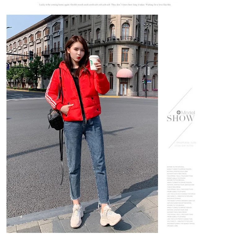 Two bars ladies fashion coat winter jacket women outerwear short wadded jacket female padded parka women's overcoat