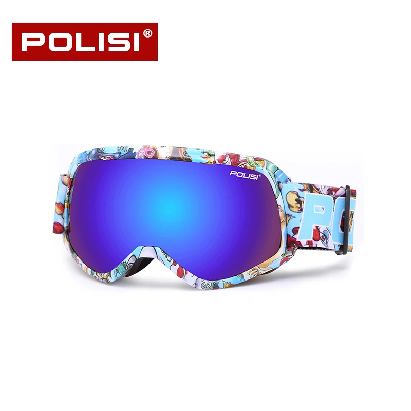 POLISI детские лыжные очки Профессиональные детские лыжные очки Анти-туман двойной слой сферические большой вид анти-столкновения HD линзы Сноубординг очки - Цвет: P830-C06