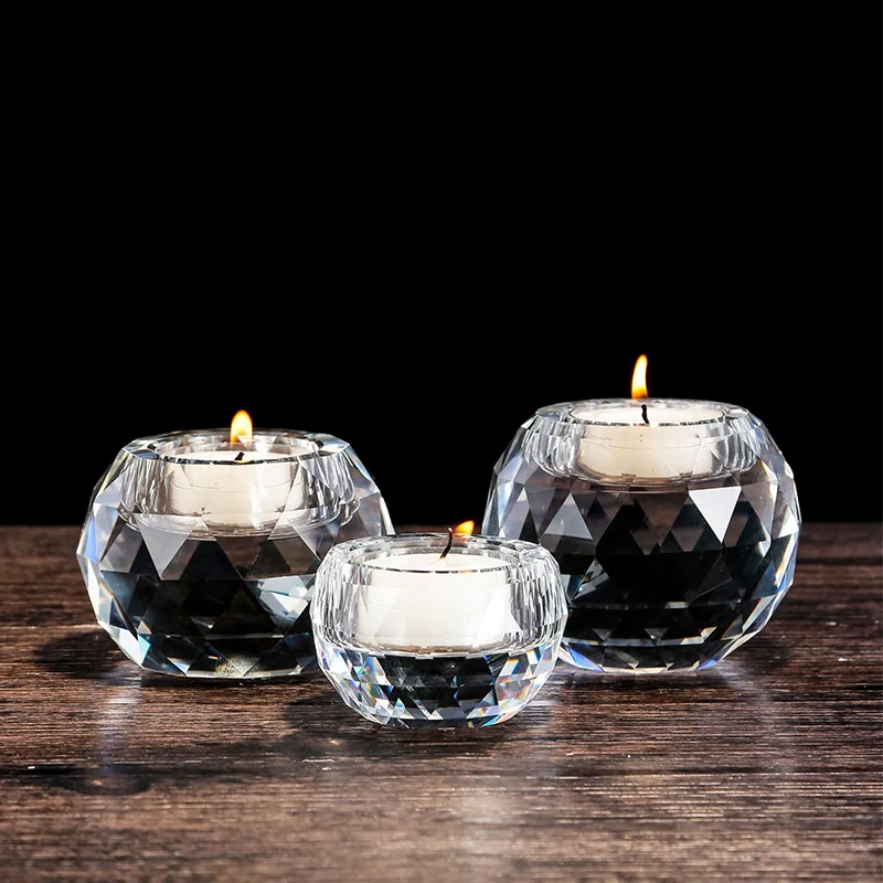 

Fashion Crystal Glass Small Candle Holder Aromatherapy Candlestick Romantic Proposal Candlelight Dinner Props Small Candlestick