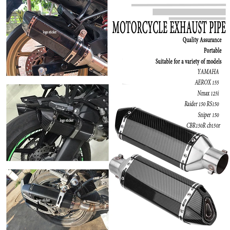 

51mm Motorcycle Turbo Exhaust Down Carbon Fiber Moto Pipe With DB Killer For Yamaha Honda Kawasaki CBR250 CB400 YZF FZ400 Z750