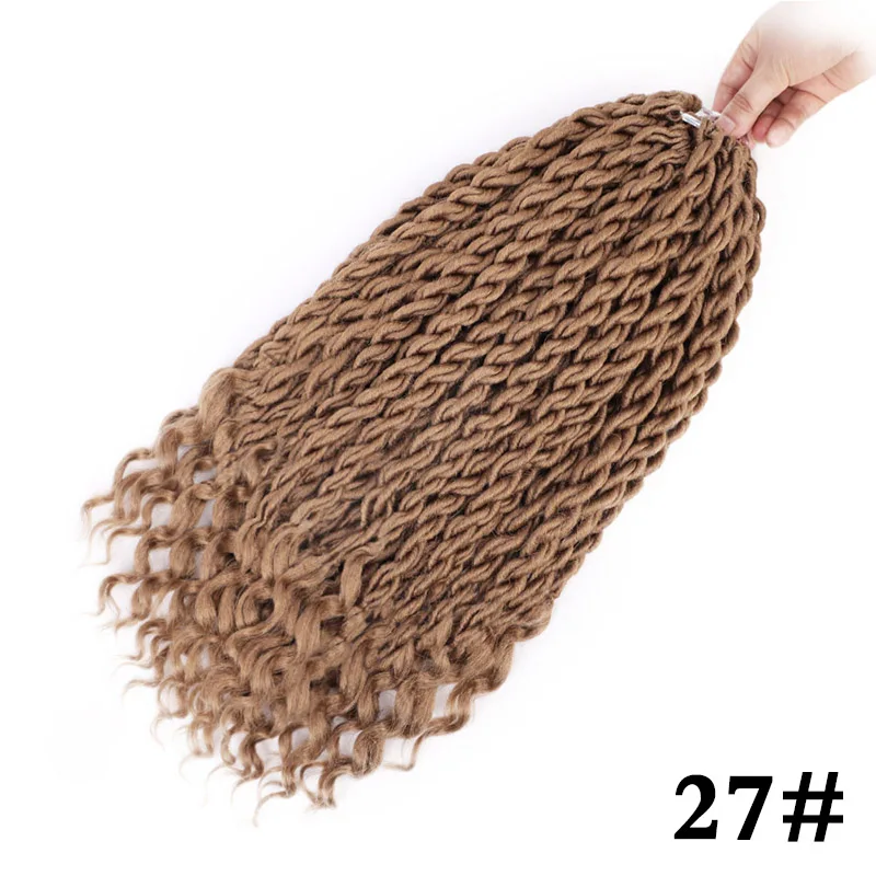 Элегантные Музы богемные вязанные косички Faux locs Curly вязанные волосы 18 дюймов 24 пряди Омбре косички для наращивания синтетические волосы