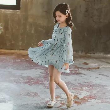 

Teenagers Big girls Ruffle Chiffon Dress Little girls Floral Dresses Spring 2020 kid clothes for 3 4 5 6 7 8 9 10 11 12 13 years