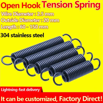 

Open Hook Pullback Spring Tension Spring Coil Extension Spring Draught Spring Wire Diameter 2.5mm Outer Diameter 20mm