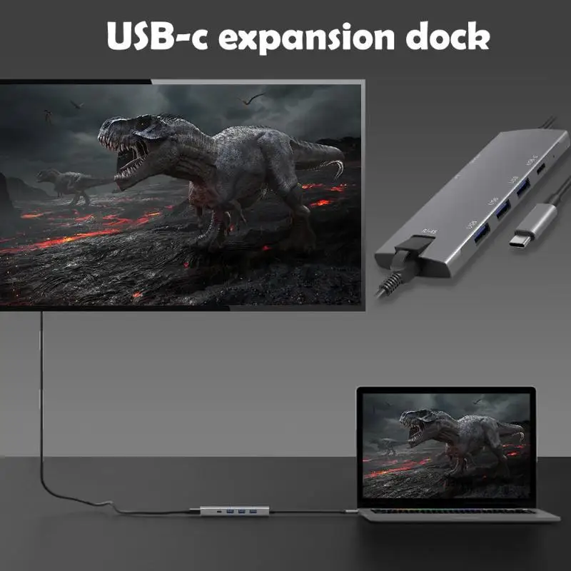 Tebe 9 в 1 USB TYPE-C концентратор 9 портов адаптер расширение док-станция максимальная поддержка 60 Вт 5 Гбит/с скорость передачи для ПК ноутбук