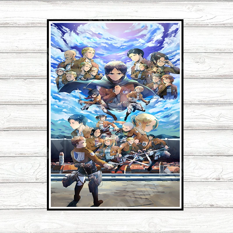 Японское аниме атака на Титанов Высокое разрешение мелованная бумага для