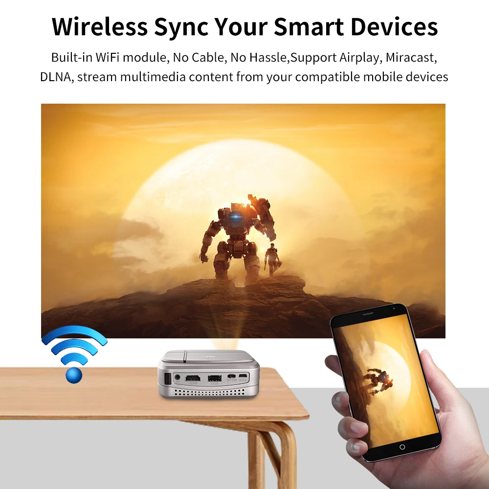 Портативный мини проектор E3AB DLP 2 4 ГГц 5 двойной Wi Fi Android 7 1 Bluetooth 0 карманный