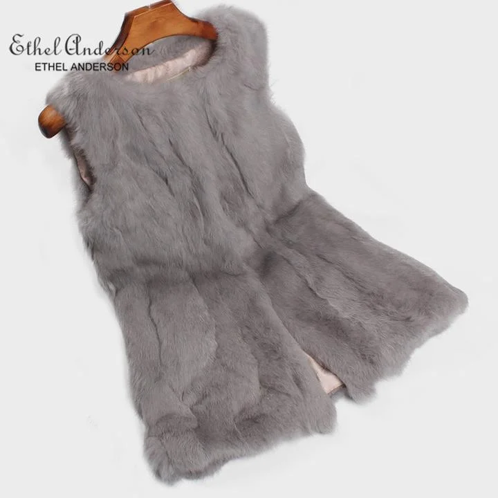 5 Light Grey Меховой жилет для женщин, жилет из кроличьего меха, пальто из натурального меха для женщин, меховой жилет, Женское пальто, верхняя одежда, жилет chalecos mujer lapin sans manche - Цвет: 5 Light Grey