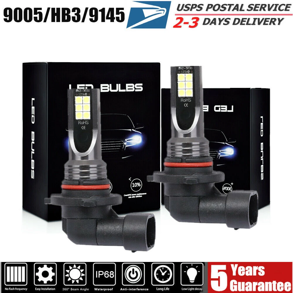 

IP68 Waterproof Car Fog Lights 50W 12000LM HID Xenon LED Bulbs 9005-9006-3030-12SMD High Power Fog Light Kit