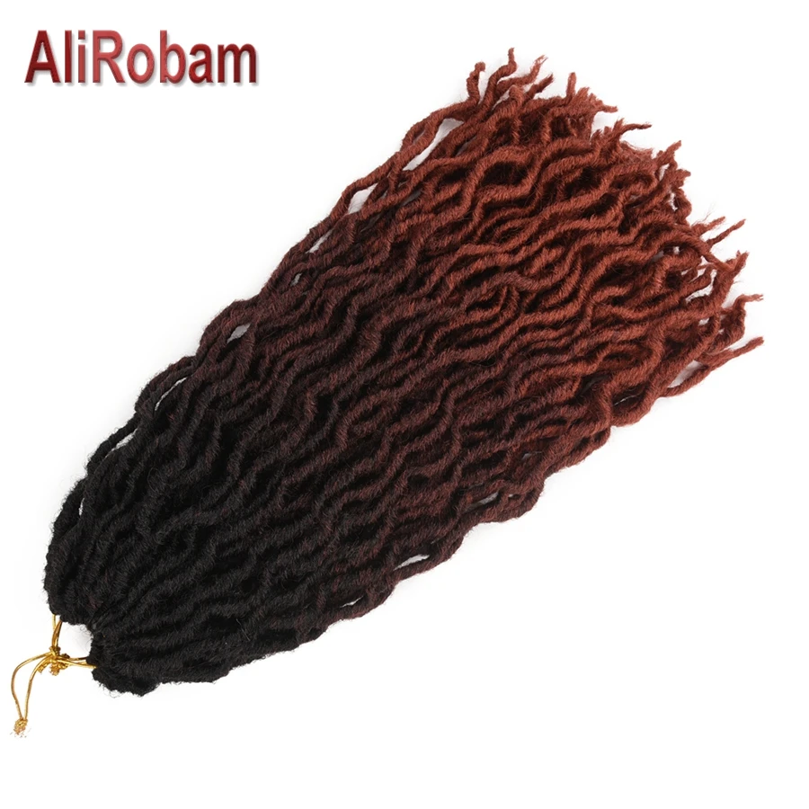 

Crochet Goddess Faux Locs Curly Hair Ombre Dreadlocks Black Brown Bug Synthetic Braiding Hair Extensions 24Strands/Pack