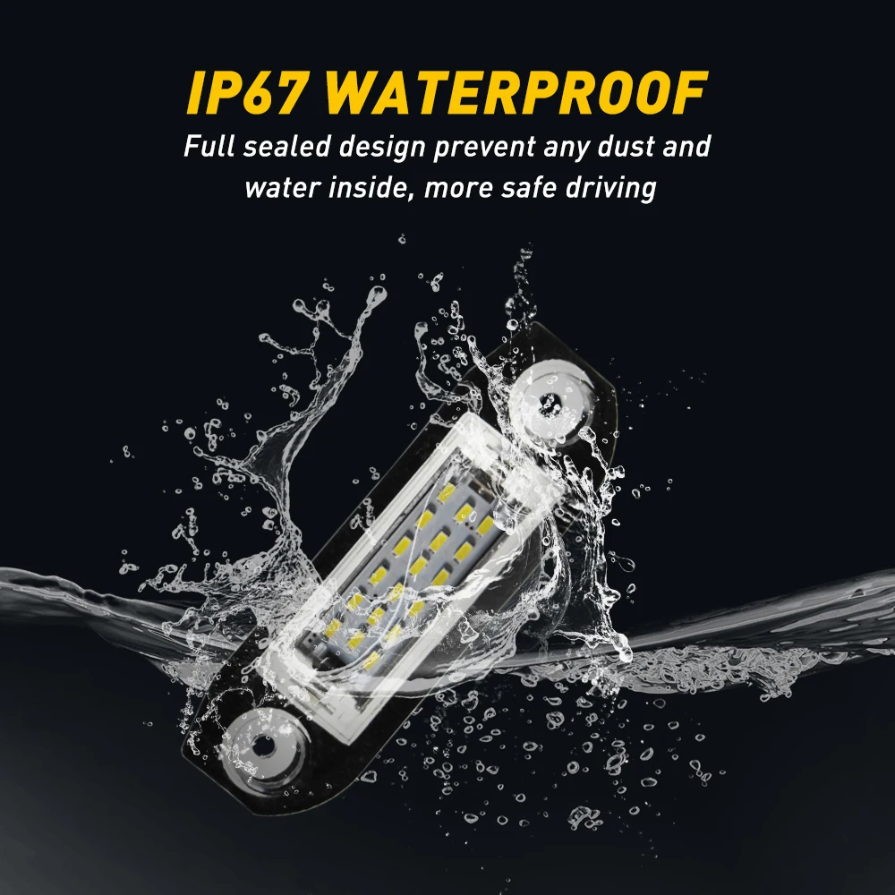 오류 없는 자동차 LED 번호판 조명, 볼보 XC70 XC60 XC90 S60 II V70 S80 C30 C70 V60 V50 S40 LED 6000K 화이트, 2 개