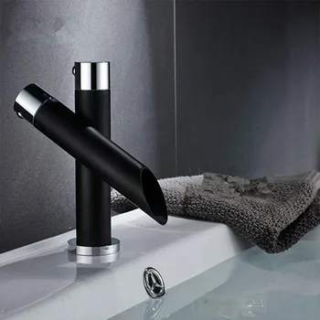 

Onnfang Chrome with black Basin Sink Faucet Hot & Cold Mixer Tap single Handle One Hole Bathroom Faucet Small faucet