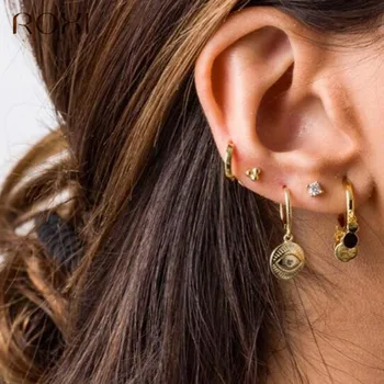 

ROXI 2020 New Eyes Earring 925 Sterling Silver Zircon Eyes Pendant Small Stud Earrings for Women Jewelry Hanging Earrings