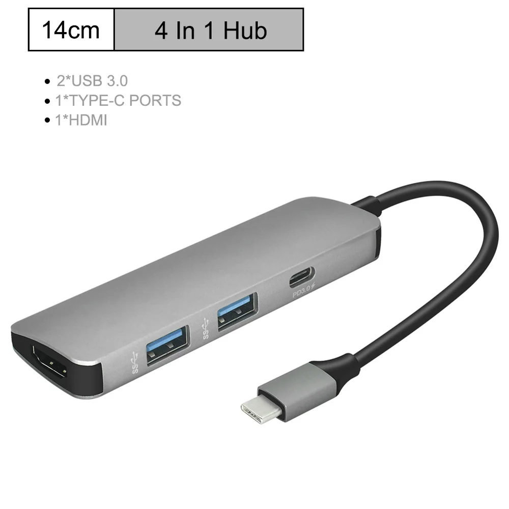 4 в 1 USB C концентратор USB-C к HDMI 4K концентратор USB 3,0 адаптер PD/порт зарядки Micro USB для MacBook Pro samsung Galaxy S8 type C концентратор