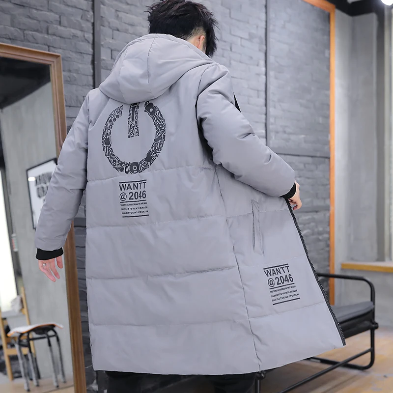 Высококачественная зимняя куртка мужская с капюшоном утолщенная теплая парка облегающее пальто в повседневном стиле мужские пальто Длинная тонкая хлопковая стеганая куртка L-4XL