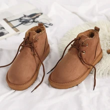 Г. Новинка, австралийские зимние ботинки замшевая обувь с высоким берцем Женская Теплая обувь на меху на шнуровке Повседневная обувь для девочек размер 35-40