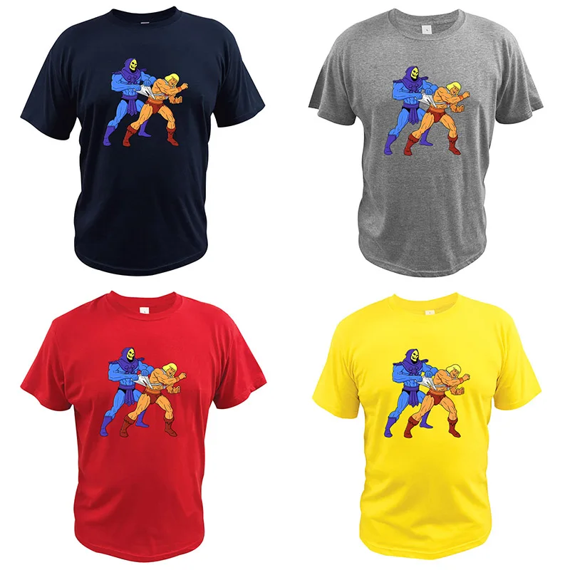 Футболки «Мастера Вселенной» Веселая футболка из хлопка с короткими рукавами с героями фильмов «он-мен скелетор» и «супергерой»