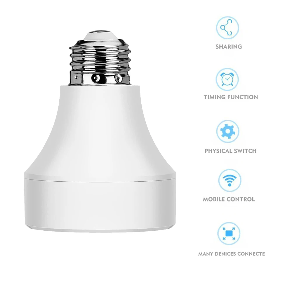 

LED Concepts Wifi Remote Control Lamp Holder Wireless Smart Light Bulb Socket Cap Switch Lamps Bulbs Base Fixtures E27 E26
