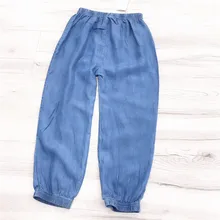 Ковбойские противомоскитные штаны из тенселя для больших мальчиков новые стильные летние воздухопроницаемые штаны детские летние тонкие штаны-фонарики 120-160