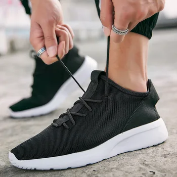 

REETENE Comfortable Soft Men Sneakers Outdoor Running Shoes Men Lace Up Slip On Male Footwear Mid-top Lightweight Men Shoes Plus