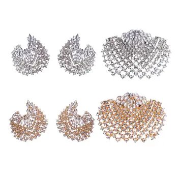 

Luxury Crystals Earrings Ring Statement Jewelry Set Bridal Wedding Anniversary