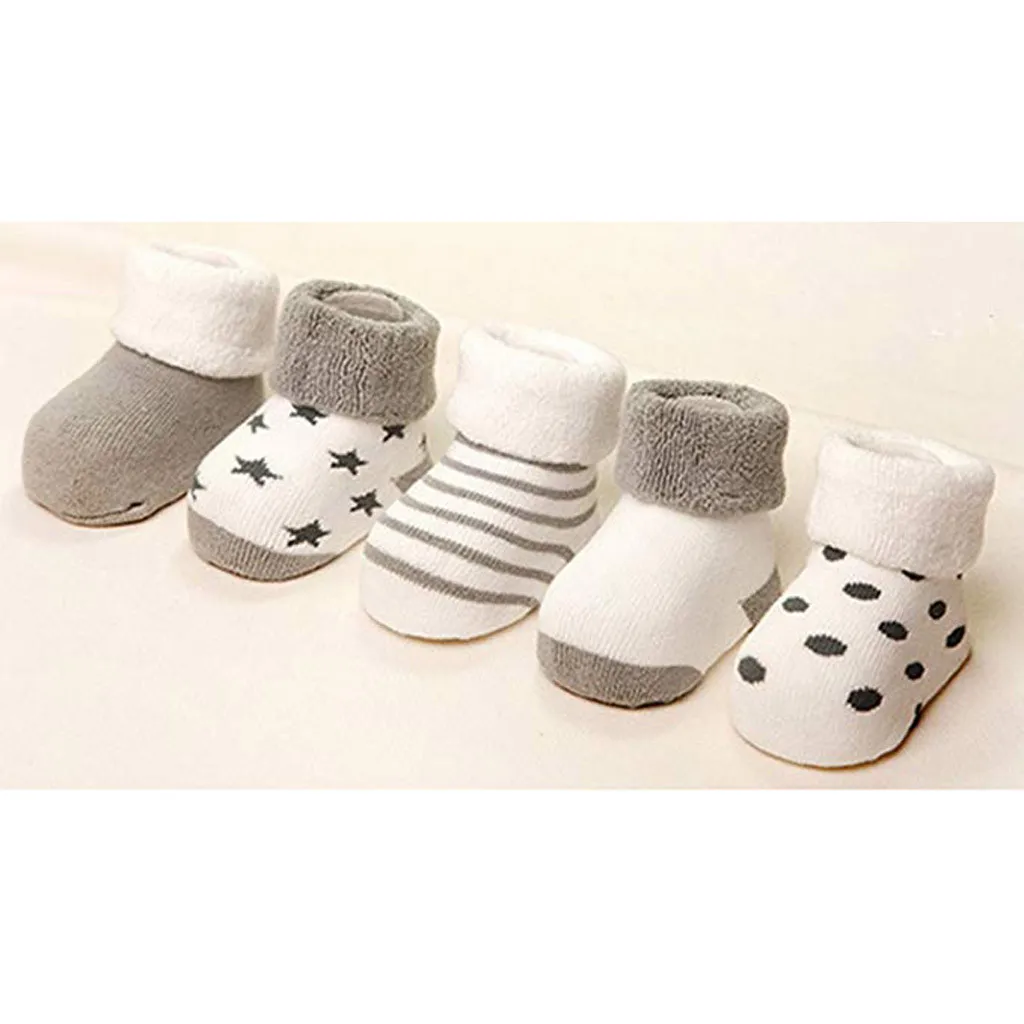 5 пар детских зимних носков; детские Нескользящие теплые носки; детские мягкие хлопковые теплые носки в полоску; носки для обуви для малышей