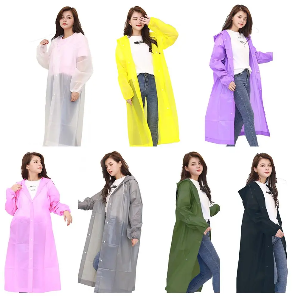 1pc Fashion Women Man Raincoat Thickened Waterproof Protective Clothing Adult Clear Transparent Camping Hoodie Rainwear Suit