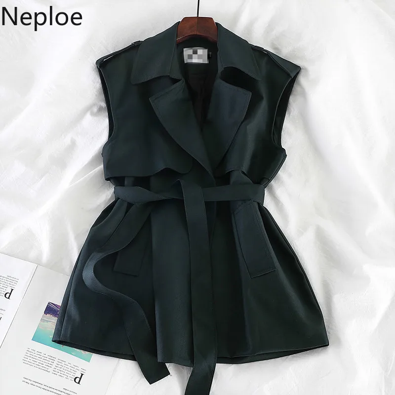 Neploe темпераментная Свободная куртка с отложным воротником, тонкая талия, шнуровка, офисный стиль, Chaqueta Mujer, однотонное дикое пальто 46755