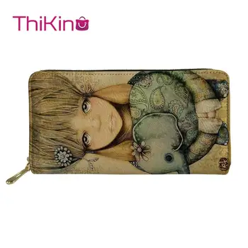 

Thikin Long Wallets Animal Painted Printing Zipper Phone Bag Card Holder for Ladies Clutch Purse Carteira Handbags Notecase 2019