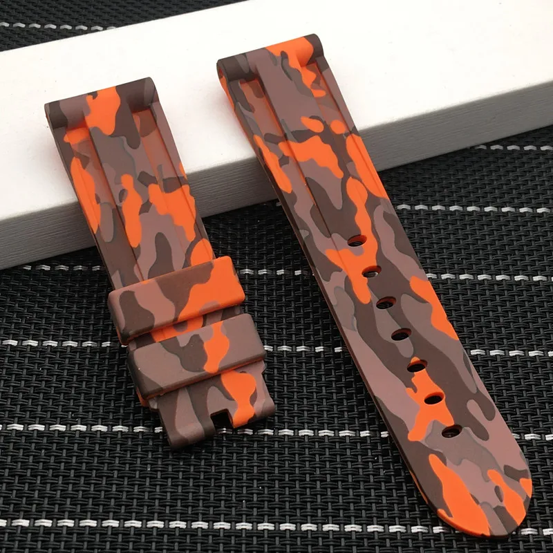 color 2 strap Высокое качество 24 мм Универсальный Камуфляжный цветной резиновый ремешок для мужских часов ремешок для samsung gear S3 классический Panerai - Цвет ремешка: color 2 strap