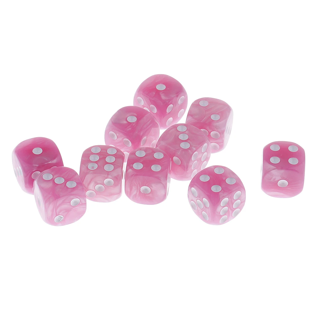 10pcs Plastic 6 Sided Spot Dice D6 Dices for Party Bar Table Board Game Accessory