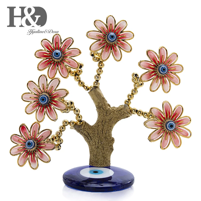 Blur Evil Eye Flower H& D голубое сглаза дерево Смола деньги Фортуна дерево украшение для защиты подарок на удачу Сова бабочка цветок украшение в виде слона - Цвет: Blur Evil Eye Flower