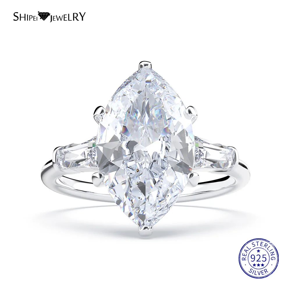 Shipei кольцо из натурального сапфира для женщин Настоящее серебро пробы драгоценный камень цитрин обручальное кольцо с косичкой ювелирные украшения - Цвет камня: Moissianite